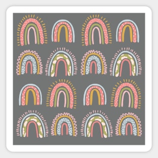 cute boho rainbow pattern grey Sticker